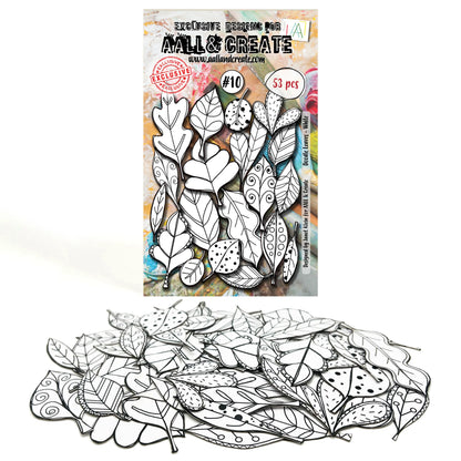 #10 - Ephemera Die-Cuts - Doodle Leaves - White AALL & Create