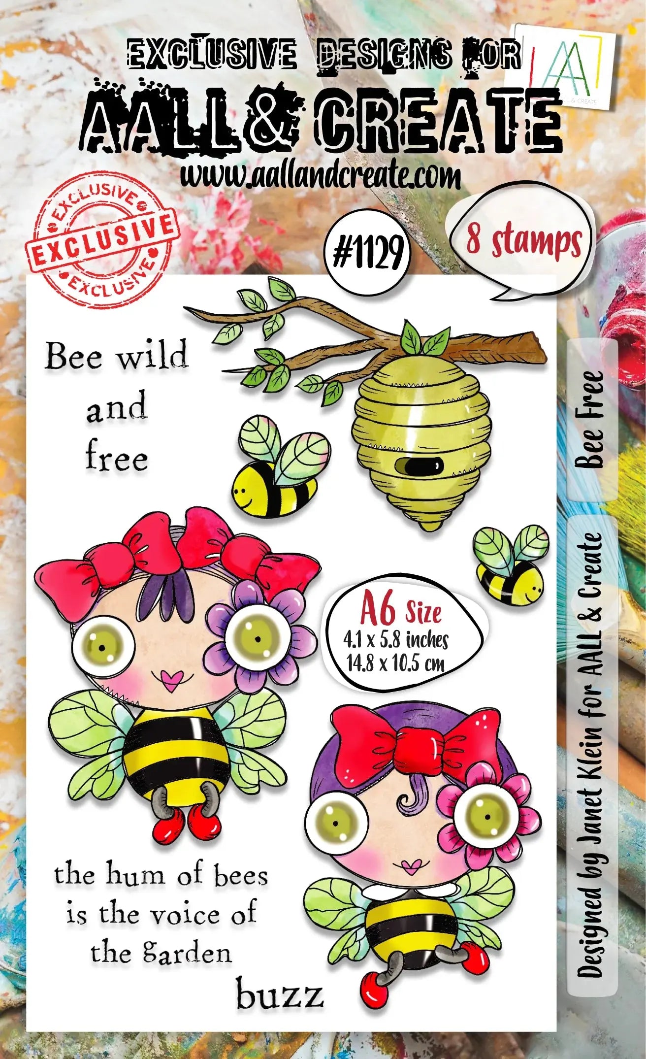 #1129 - A6 Stamps - Bee Free AALL & Create