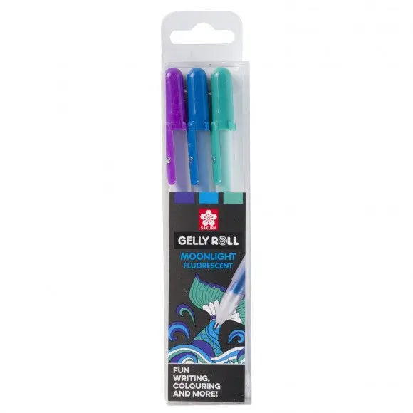 Stylo gel Sakura Gelly Roll Moonlight Fluorescent Ocean (3 pièces) Sakura