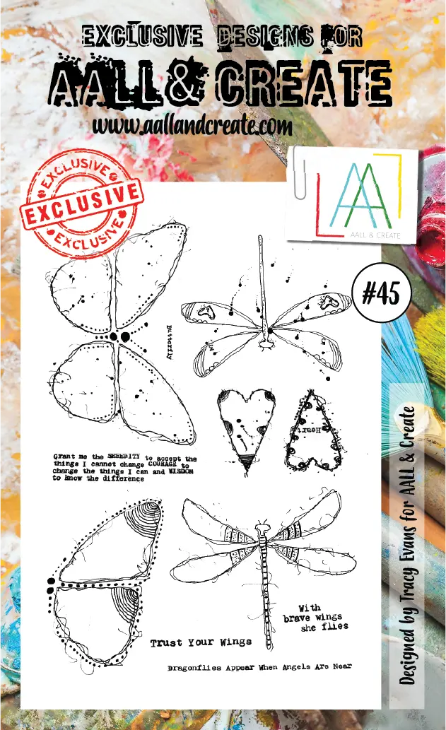 #45 - A6 Clear Stamp Set - Wings - AALL & Create Wholesale - stamp